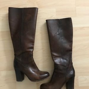 Frye Parker Leather Knee High Brown Boots